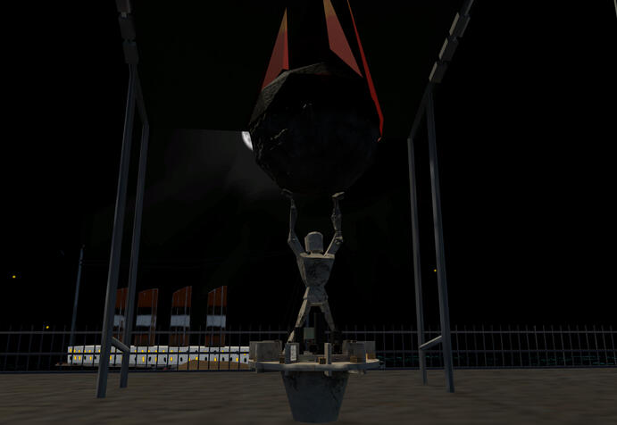Statue of meteor (VRChat Screenshot)